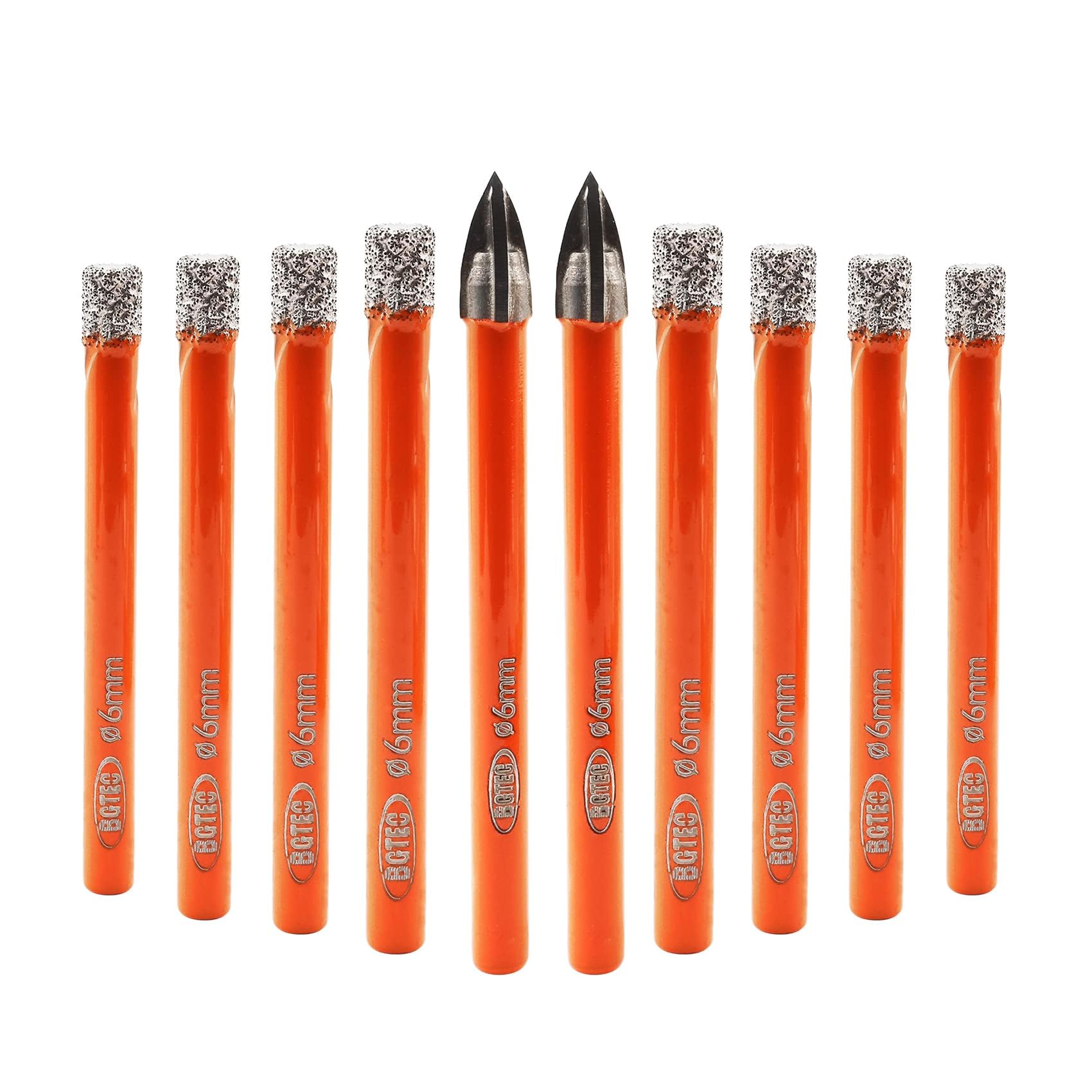 BGTEC Dry Diamond Drill Bits Set - 8pcs 6mm Tile Drill Bits and 2pcs 6mm Carbide Drill for Granite Marble Porcelain Ceramic — image 1