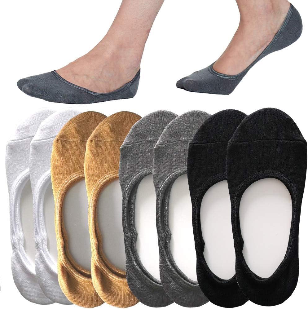 4 to 8 Pack No Show Socks Women Casual Low Cut Sock Liners With Non Slip Grips Women's Cotton Invisible Socks