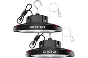 CINOTON 160W UFO LED High Bay Light, Aluminum LED Shop Lights with 24000LM, 5000K Commercial Bay Lighting for Warehouse Garage Workshop Factory Hall, 6' Cable & Safety Rope, ETL Listed 2 Pack