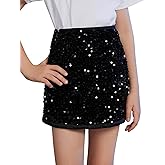 LUCKYGAL Girls Sequin Skirt High Waist Sparkly Glitter Mini Pencil Skirts Dress