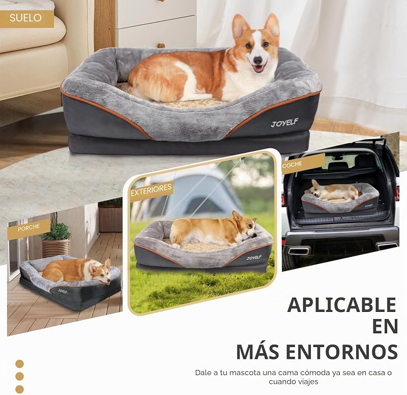 Large Cama de Espuma viscoelástica para Perros, Cama ortopédica para Perros y sofá con Funda extraíble Lavable y Juguetes chirriadores como Regalo