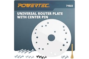 POWERTEC 6-1/2" Clear Acrylic Router Base Plate with Centering Pin & Mounting Screws | Predrilled Sub-Base Fits Bosch, DeWalt, Milwaukee, Makita, Porter Cable, Craftsman & More (71022)