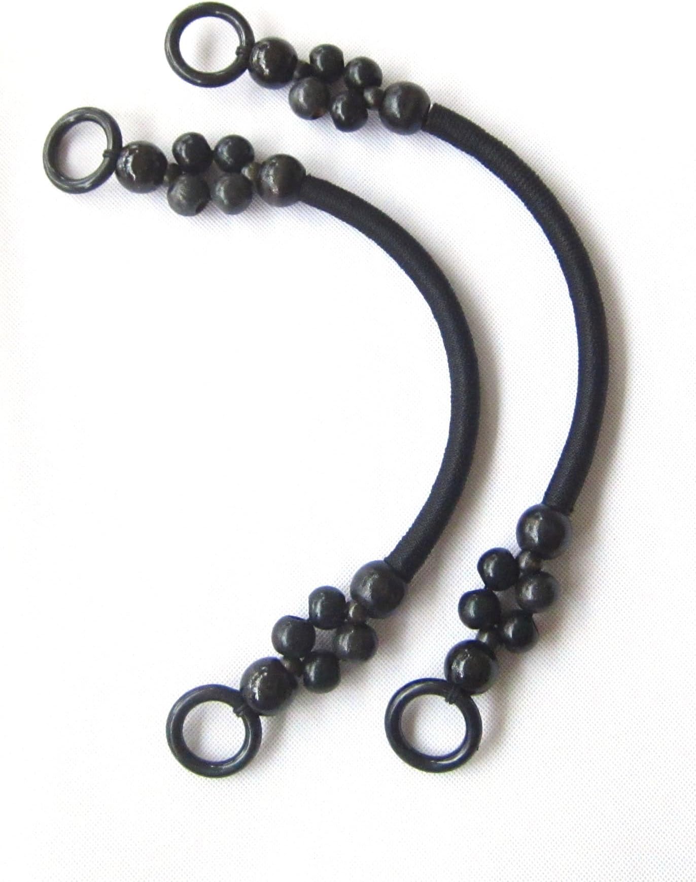 Vlonfine 1 Pair Wood Beaded Purse Handle Bag Replacement Strap U Shape (Black)