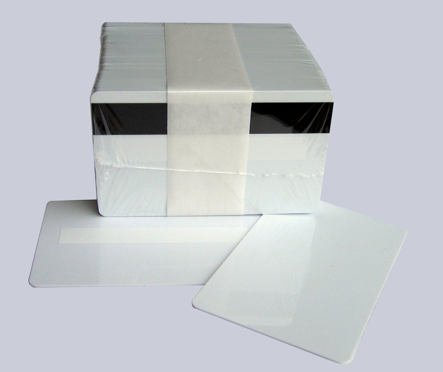 100 White Addressograph PVC CR80 Graphics Quality Cards with hico Magnetic Stripe and Signature Panel
