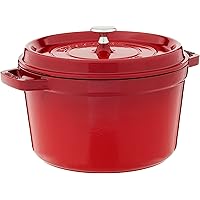 Staub Cast Iron Dutch Oven 5-qt Tall Cocotte, Made in France, Serves 5-6, Cherry