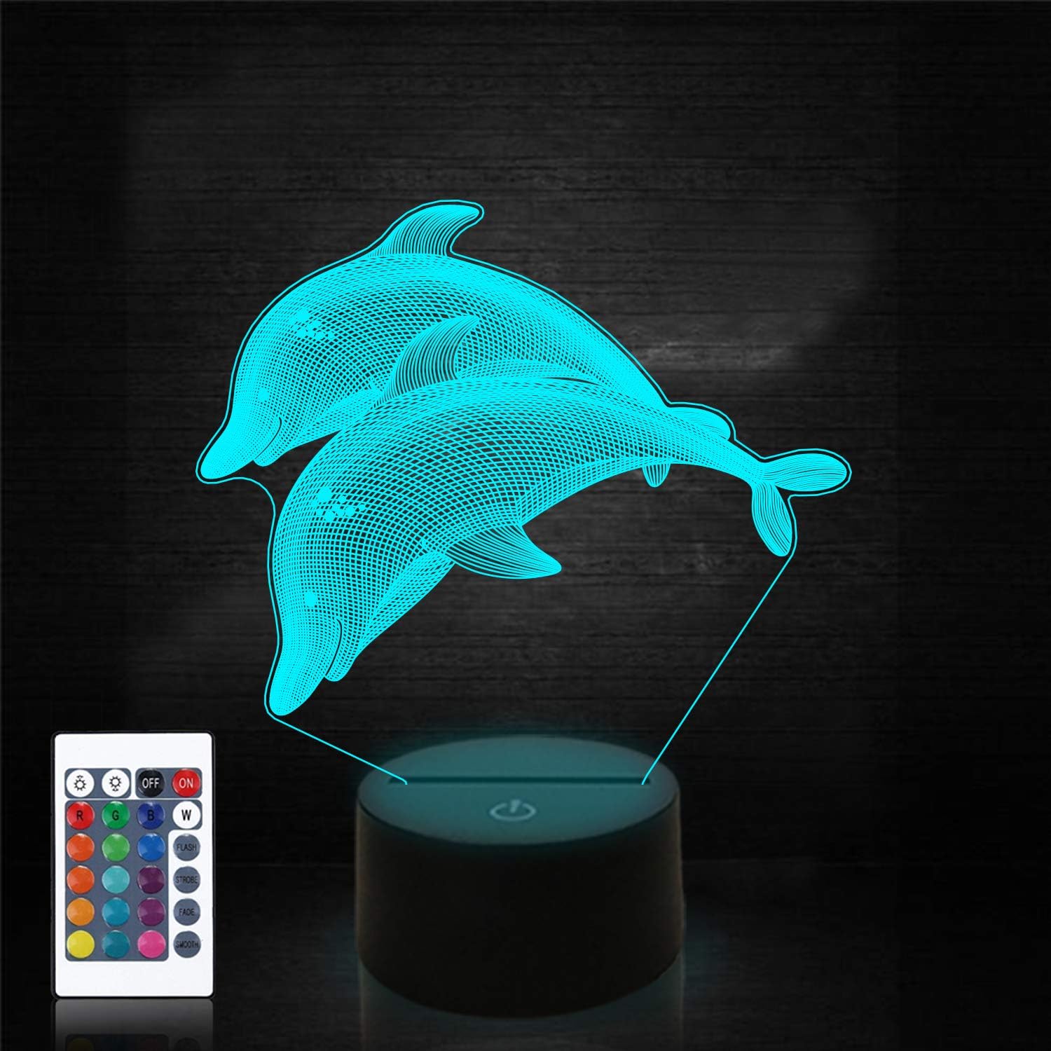 Coopark Dolphin Night light for Kid Ocean 3D Optical Illusion Porpoise Lamp ,16 Color Changing Remote Control Best Christmas Halloween Birthday Gift for Child Baby Boy