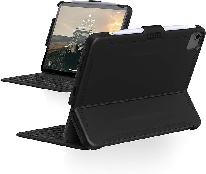 Amazon Com Urban Armor Gear Uag Ipad Air 10 9 4th Gen 2020 Case Scout Slim Heavy Duty Tough Military Drop Tested Rugged Protective Cover With Apple Pencil Holder Black Computers Accessories