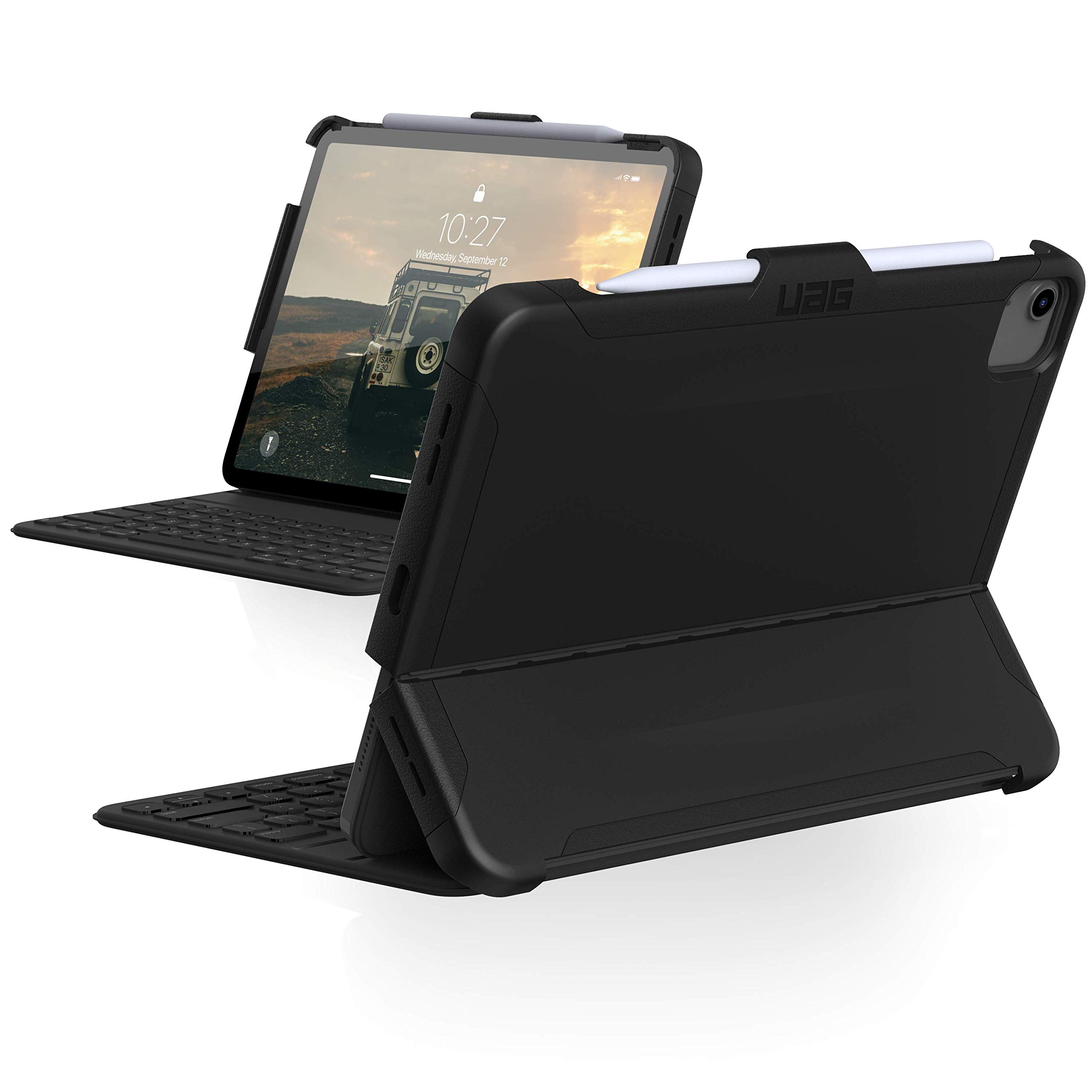 Urban Armor Gear "UAG iPad Air 10.9"" (4th Gen, 2020) Case Scout Slim Heavy-Duty Tough Military Drop Tested Rugged Protective Cover with Apple Pencil Holder, Black"