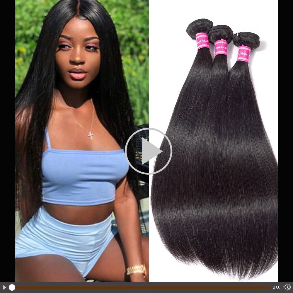 Gabrielle (24" 26" 28") Brazilian Straight Hair Human Hair Bundles Weave Hair 100% Unprocessed Virgin Brazilian Human Hair Weave Hair Extensions Natural Color