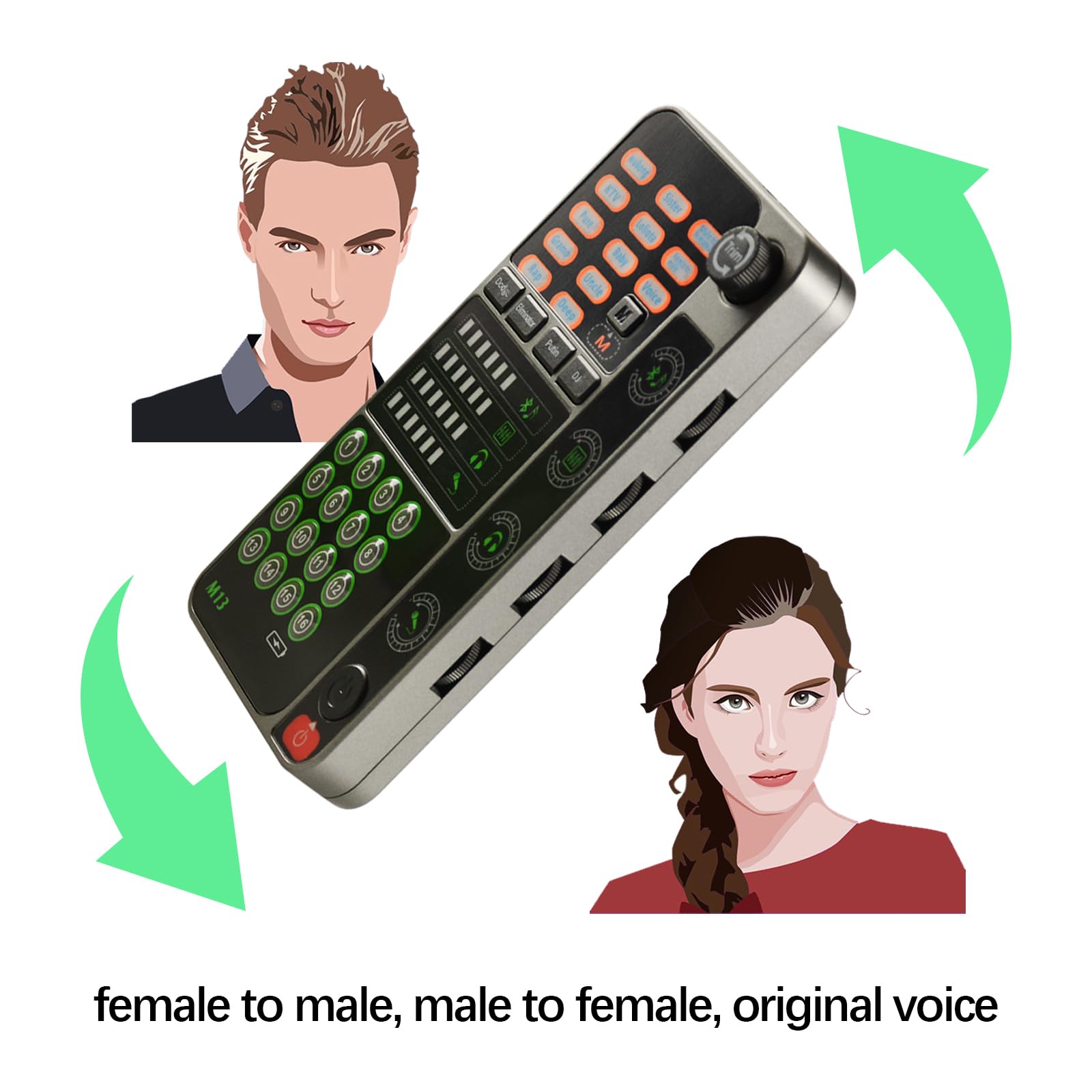 Portable Voice Changer, Handheld Microphone Voice Modulator Gaming Recording with 16 Sound Effects, Mini Live Broadcast Voice Disguiser for Mobile Phone Computer PS4 PS5 Xbox One Games