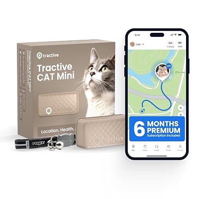 Tractive Smart Cat GPS Tracker with Free 6 Month Subscription | Real-Time Location & Wellness Monitoring for Cats 6.5 lbs+ | Territory & Location History | Up to 5-Day Battery (Brown)