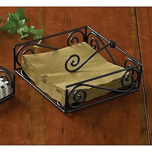 Black Village Scroll Luncheon Napkin Holder