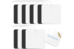 AMZWORLD Extra Large Tens Unit Replacement Pads 4'' x 4" (12 Pcs) with Pad Holder, Reusable and Self-Stick Electrodes TENS Pads Compatible with AUVON TENS 7000 EMS Machine (Latex-Free and NonIrritating)