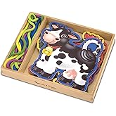 Melissa & Doug Lace and Trace Activity Set: 5 Wooden Panels and 5 Matching Laces - Farm