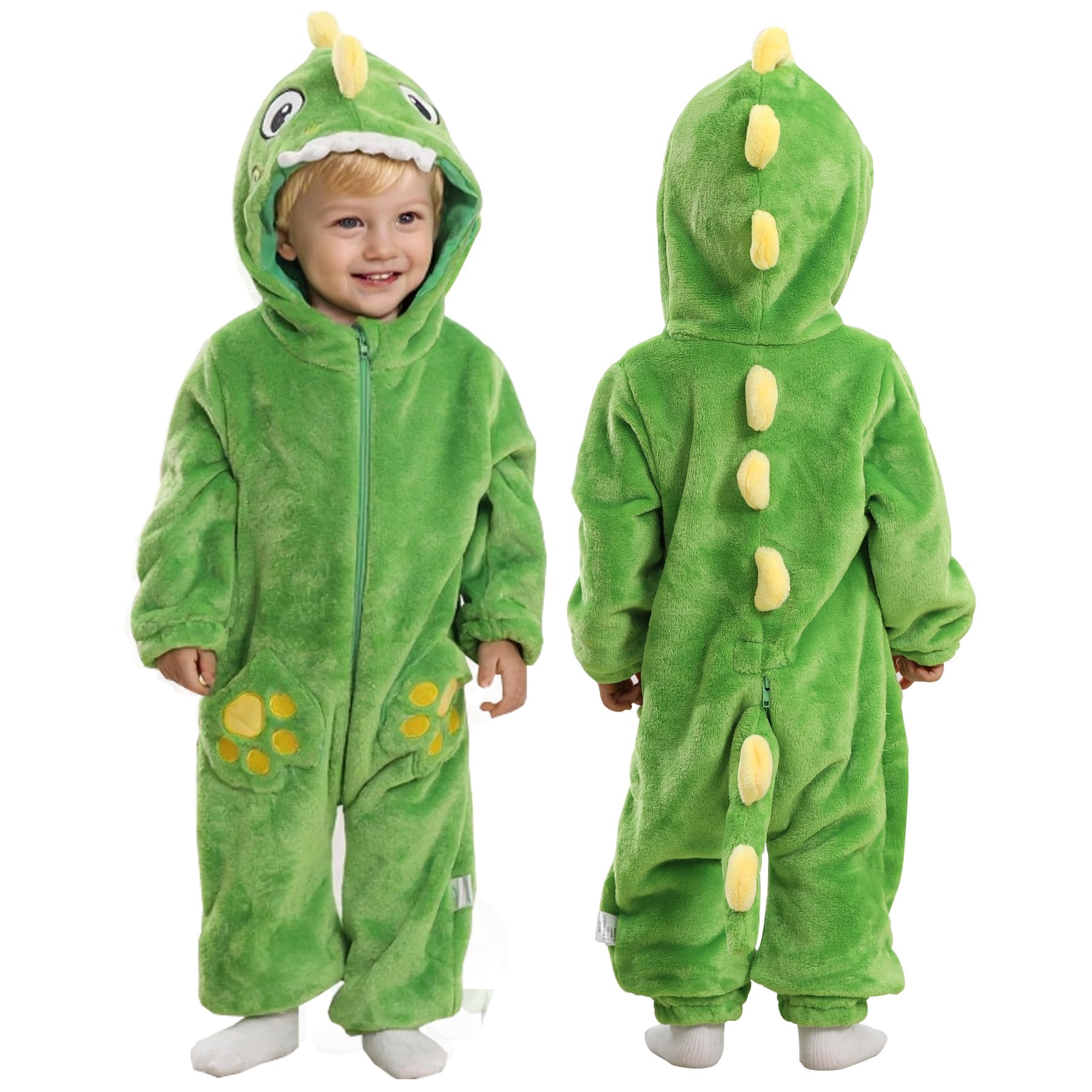 Doladola Baby Boys Girls Cartoon Animal Hooded Costume Infant Pajamas Romper(3-4 Years,Green Shark)