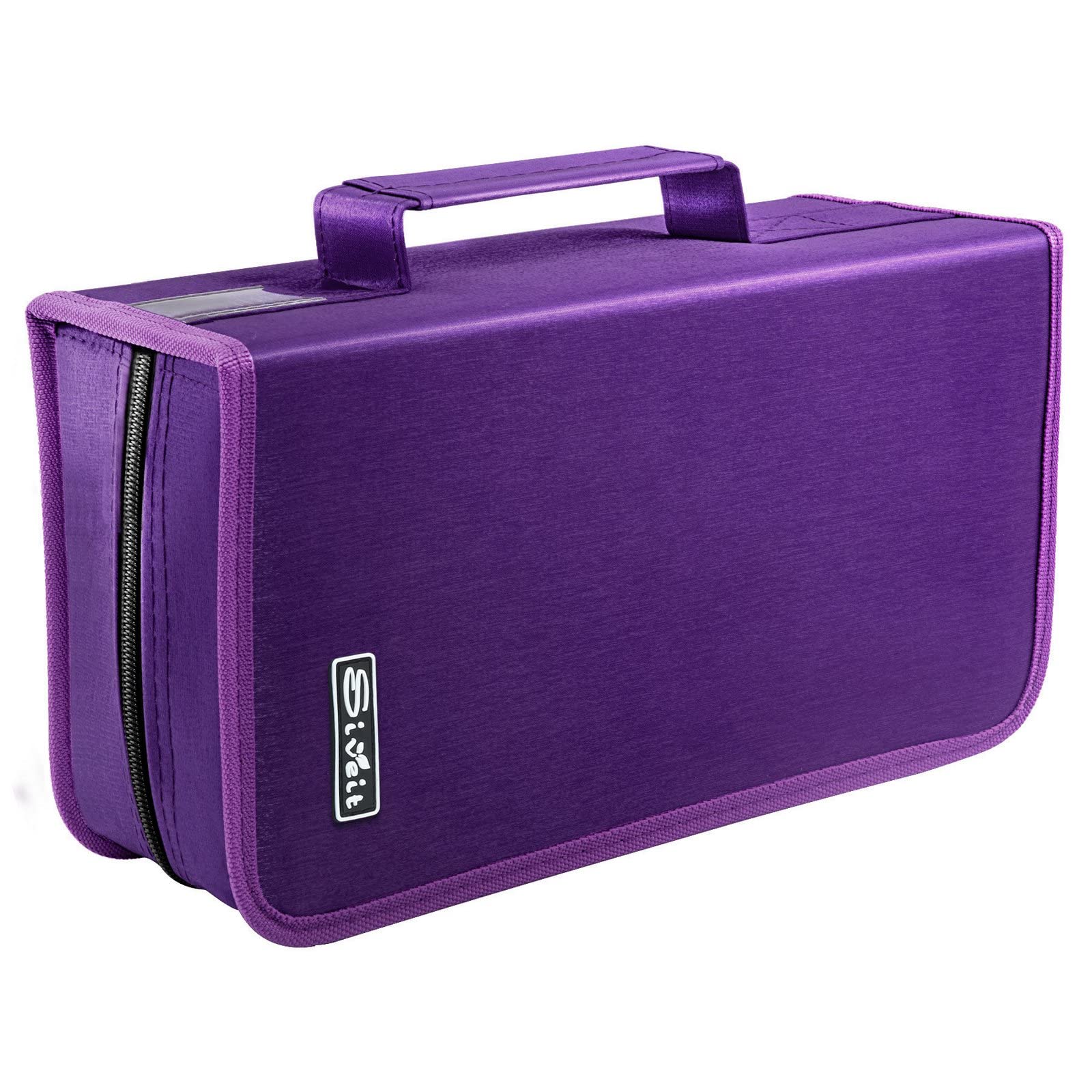 Photo 1 of Siveit CD/DVD Storage Holder - 128 Capacity CD/DVD Case Wallet, Portable Organizer for Home & Travel (Black, Purple)