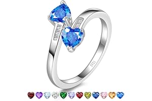 Yaresul 1CT Adjustable Women Heart Ring 925 Sterling Silver Birthstone Rings for Women Promise Ring for her Simulated Gemstone Statement Stackable Band Width 2mm Open Size 5~9