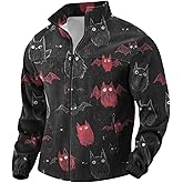 domirica Full-Zip Retro Novelty Print Sweatshirt Mens Big and Tall Cool Camping Outdoor Activities Hoodies