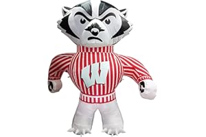 Logo Brands NCAA Wisconsin Badgers 7ft Inflatable Yard Mascot – Easy Inflation with 12V Blower, LED Lights for Indoor/Outdoor Fun