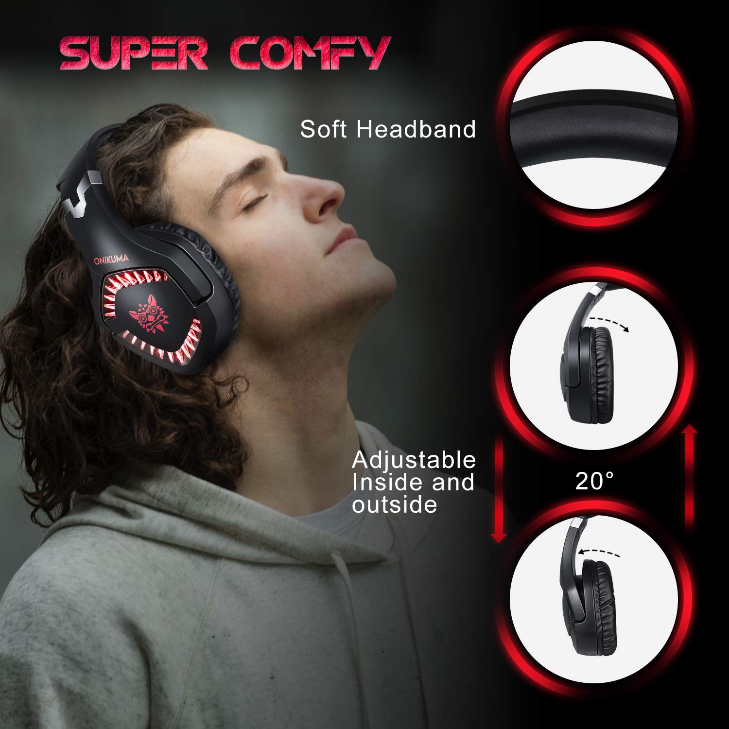 HOMVILLA Gaming Kopfhörer Computer PC Kopfhörer mit Mikrofon Stereo Sound zum PS4 Xbox One PC Geräuschunterdrückung Über dem Ohr Kopfhörer mit Mikrofon 3,5 mm Klinkenlautstärkeregler