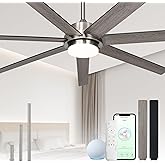 65 Inch Large Smart Ceiling Fan with Light and Remote via WIFI Alexa APP Control,Dimmable,Quiet DC Motor Indoor Outdoor Ceili