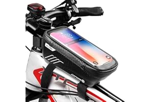WILD MAN Bike Phone Mount Bag, Waterproof Mountain Bike Accessories with 3D Hard EVA & TPU Touch Screen for Phones Under 6.5'