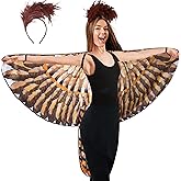 D.Q.Z Double-Sided Adults Bird-Wings Hallowen Costumes for Women with Feather Headband, Owl Eagle Bird Festival Cosplay