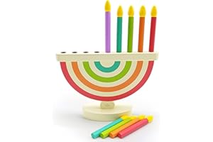 The Dreidel Company Hanukkah Children Wooden Chanukah Menorah with Removable Candles (Single)