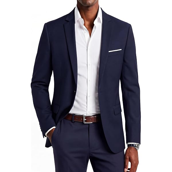 Nautica Mens Modern Fit Bi Stretch Two Button Blazer Jacket, Blue