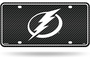 Rico Industries NHL Hockey Carbon Fiber Metal Auto Tag 6" x 12" - Great for Truck/Car/SUV
