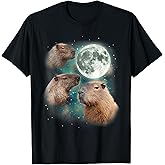 3 Capybara Moon Giant Rodents Weird Howling Parody T-Shirt