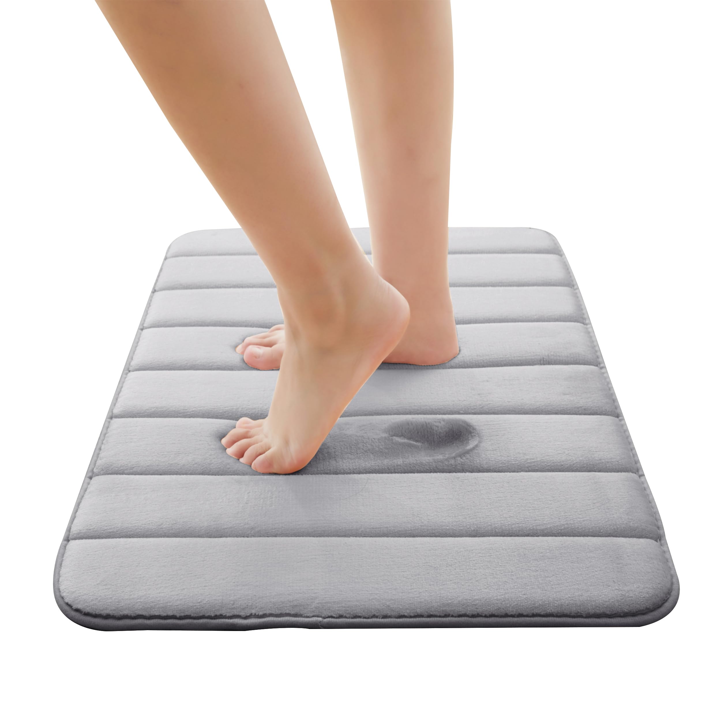 Imperial Rooms Silver Memory Foam Bath Mat (40x60 cm) – Bathroom Mats Non Slip Machine Washable Mat Super Absorbent Bath Mats for Bathroom