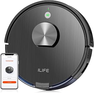 ILIFE A10 Lidar Robot Vacuum,Smart Laser Navigation and Mapping,2000Pa Strong Suction,Wi-Fi Connected,Multiple-Floor Mapping,2-in-1 Roller Brush, for Hard Floors to Medium-Pile Carpets.