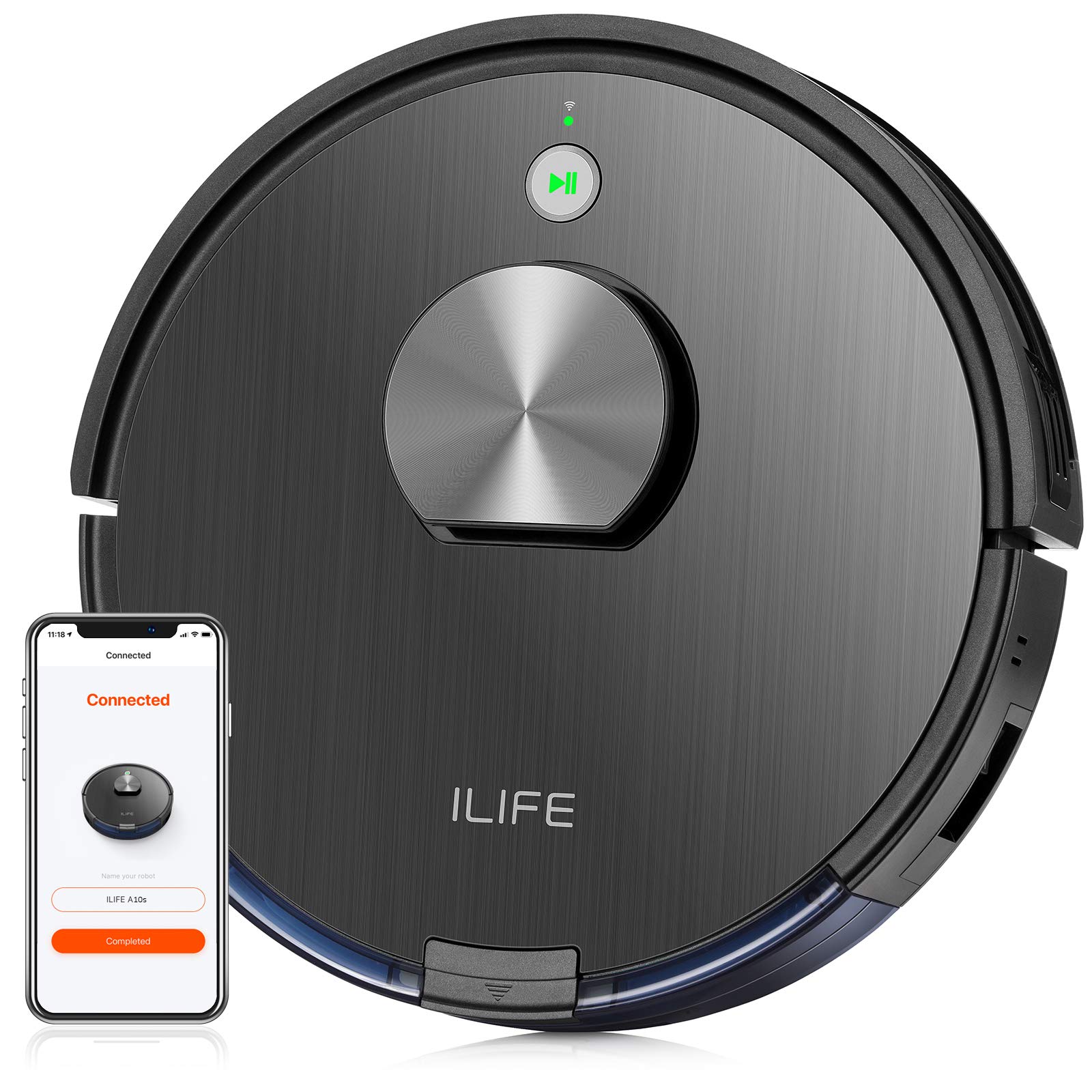 ILIFE A10s Lidar Robot Vacuum, Smart Laser Navigation and Mapping, 2000Pa Strong Suction, Wi-Fi Connected, Multiple-Floor Mapping, 2-in-1 Roller Brush For Hard Floor