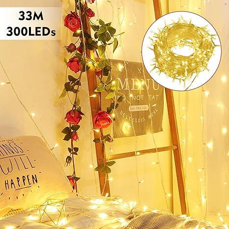 Foto Effetti Di Natale.Ipow 33m 300 Led Catene Luminose Stringa Luci Luci Per Albero Di Natale Interno 8 Effetti Di Luce Impermeabilita Ip44 Decorazione Natalizia Interni Ed Esterni Matrimonio Finestra Luce Calda Amazon It Illuminazione