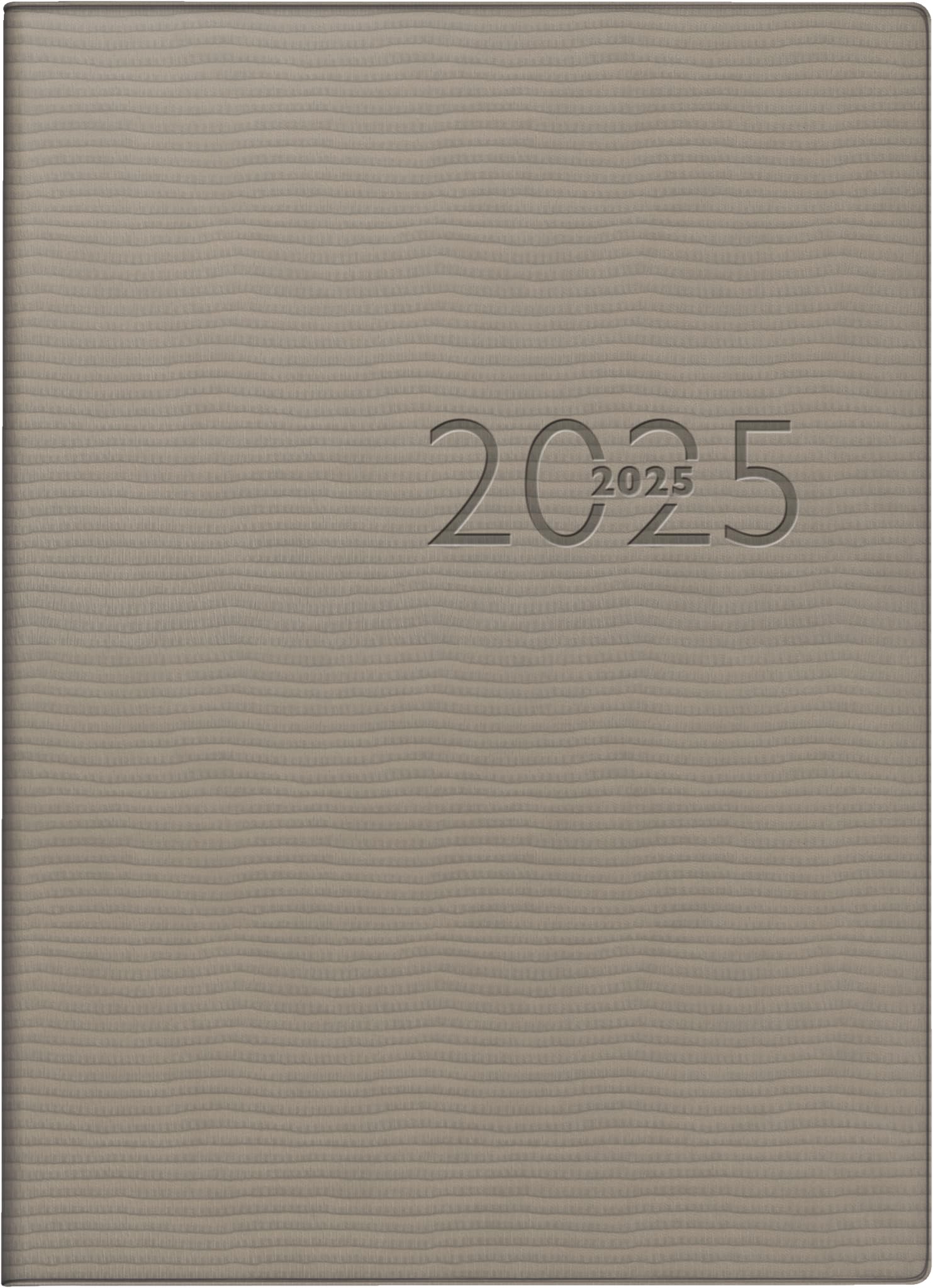 rido/idé Pocket Diary Model Perfect/Technik I (2025), 2 Pages = 1 Week, A6, 208 Pages, Faux Leather Cover, Tejo, Grey