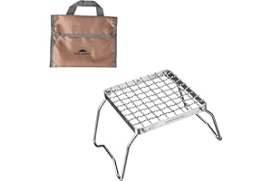 Campingmoon Portable Campfire Grill Grate 304 Stainless Steel Folding Camping Grill Over Gas Stove BBQ Grill Rack with Legs a