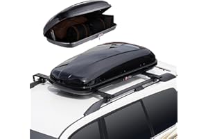 VEVOR Rooftop Cargo Carrier, 8 Cubic Feet Roof Cargo Box, ABS Hard Shell Roof Box, with Dual-Sided Opening and 2 Reinforced S