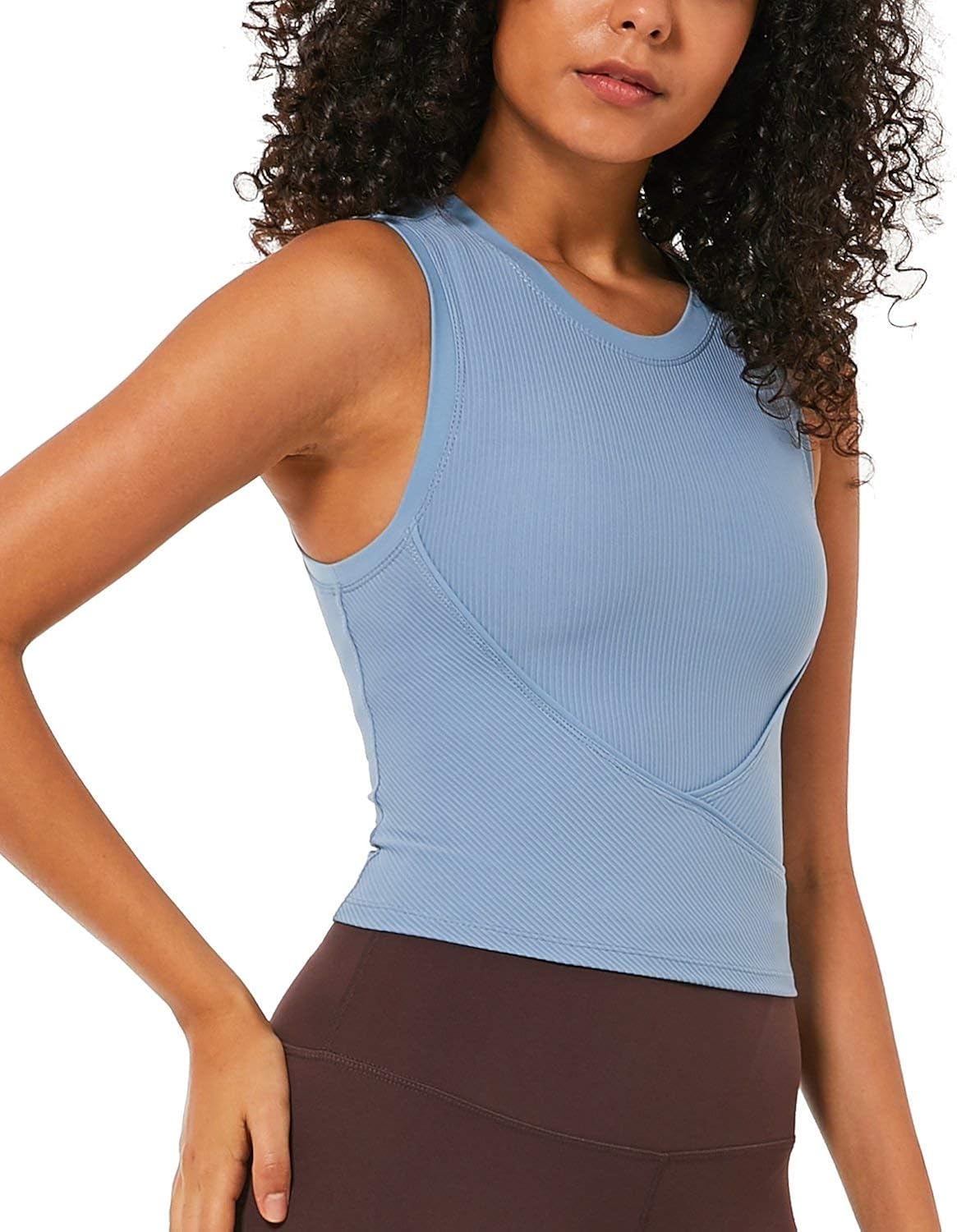 Willit Women's Workout Crop Tank Tops Gym Active Sleeveless Shirts for Yoga Running Fitness High Neck: Clothing