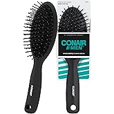 CONAIR Men Hair Brush, Men’s Detangler Brush for Everyday Brushing and All Hair Types, Flexible Cushion Base with Ball-Tipped