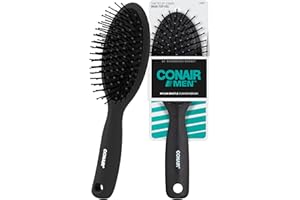 CONAIR Men Hair Brush, Men’s Detangler Brush for Everyday Brushing and All Hair Types, Flexible Cushion Base with Ball-Tipped Bristles Won’t Snag or Pull, Black