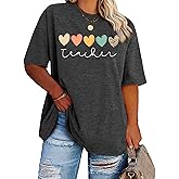 Plus Size Teacher Shirts Women Oversized Teach Life T Shirt Short Sleeve Graphic T-Shirt Gift Tops