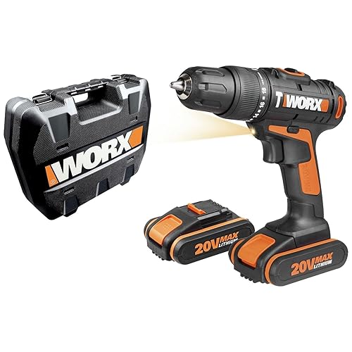 Worx WX386 18V 20V Max Cordless Hammer Drill with x2 2.0Ah Battery