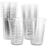 JIAYUYUARPY 60 Pack 8 Oz Disposable Graduated Clear Cups. Resin Mixing Cups for Epoxy Resin, Plastic Measuring Cups,Liquid Me