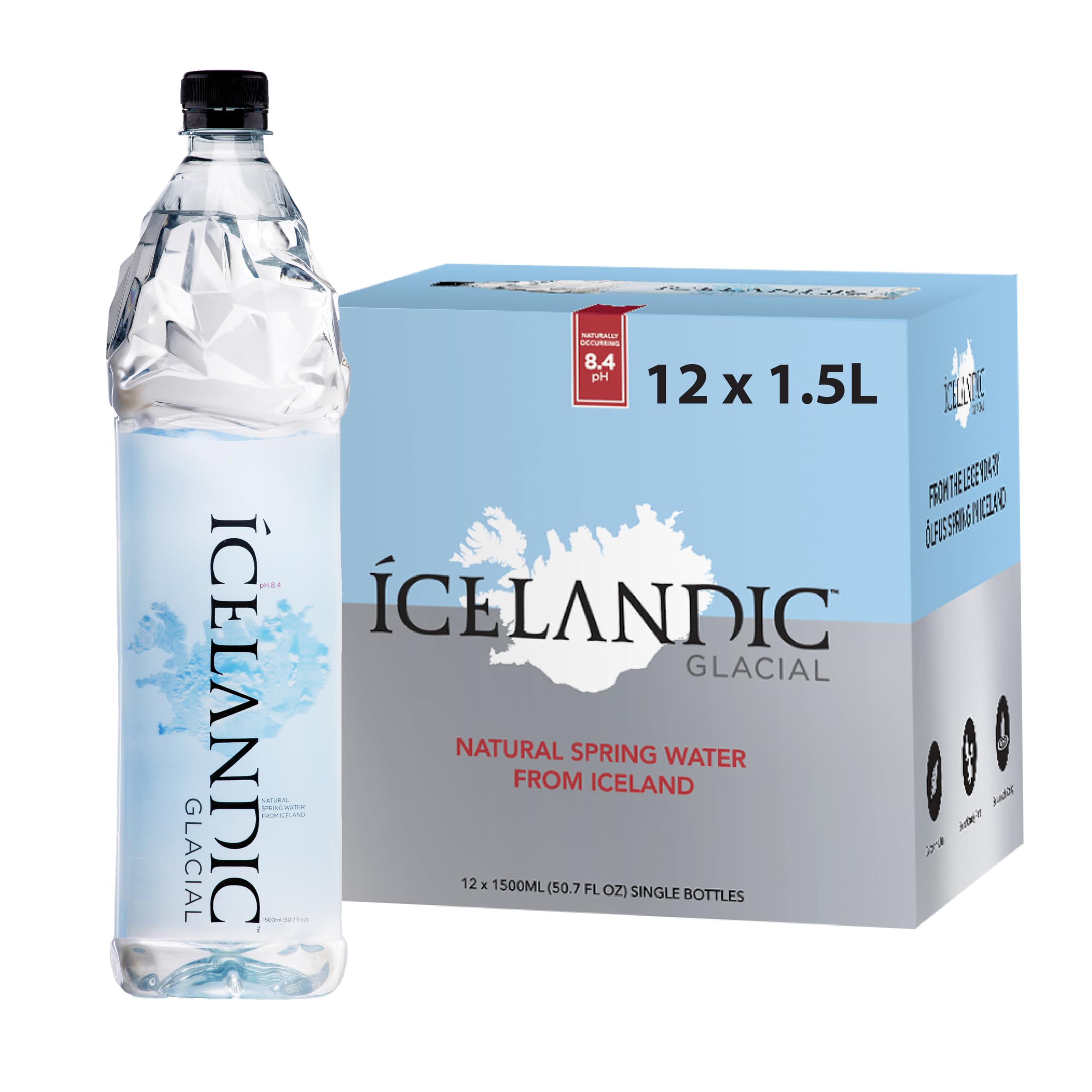Photo 1 of Icelandic Glacial Natural Spring Alkaline Water, 50.7 Fl Oz (Pack of 12)