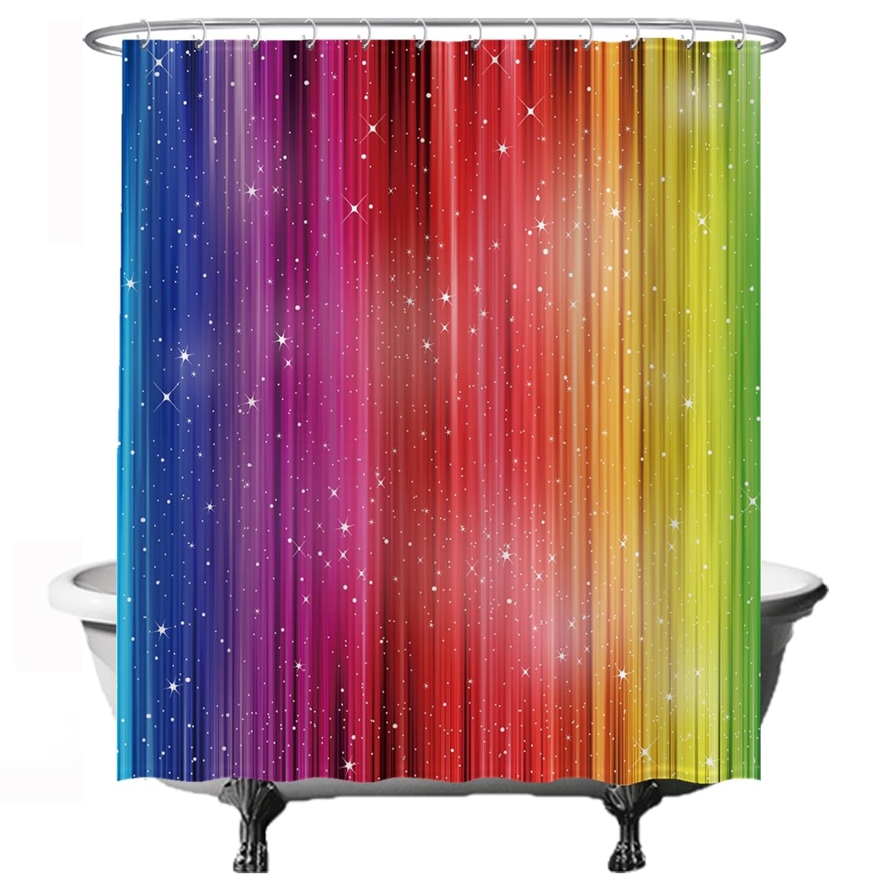 Ulticool Shower Curtain - Rainbow - 180 x 200 cm - Washable - Anti-Mould - Waterproof - with 12 Rings