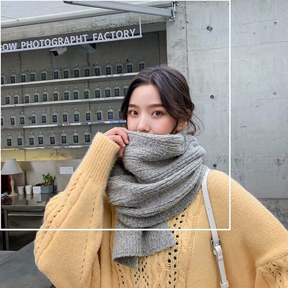 Amazon マフラーの女性冬韓国語の学生は原宿風で 新鮮で ニットの長さがたっぷりと暖かい毛糸のマフラーをしています マフラー 通販