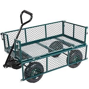 KARMAS PRODUCT Large Garden Utility Wagon Cart Steel Heavy Duty Outdoor Folding Dump Carts,Load Capacity(600 Lb),Green
