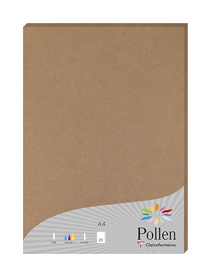 Clairefontaine 29205 C Paket von 25 Blatt Pollen 21 x 29,7 cm 200 g Kraftpapier braun