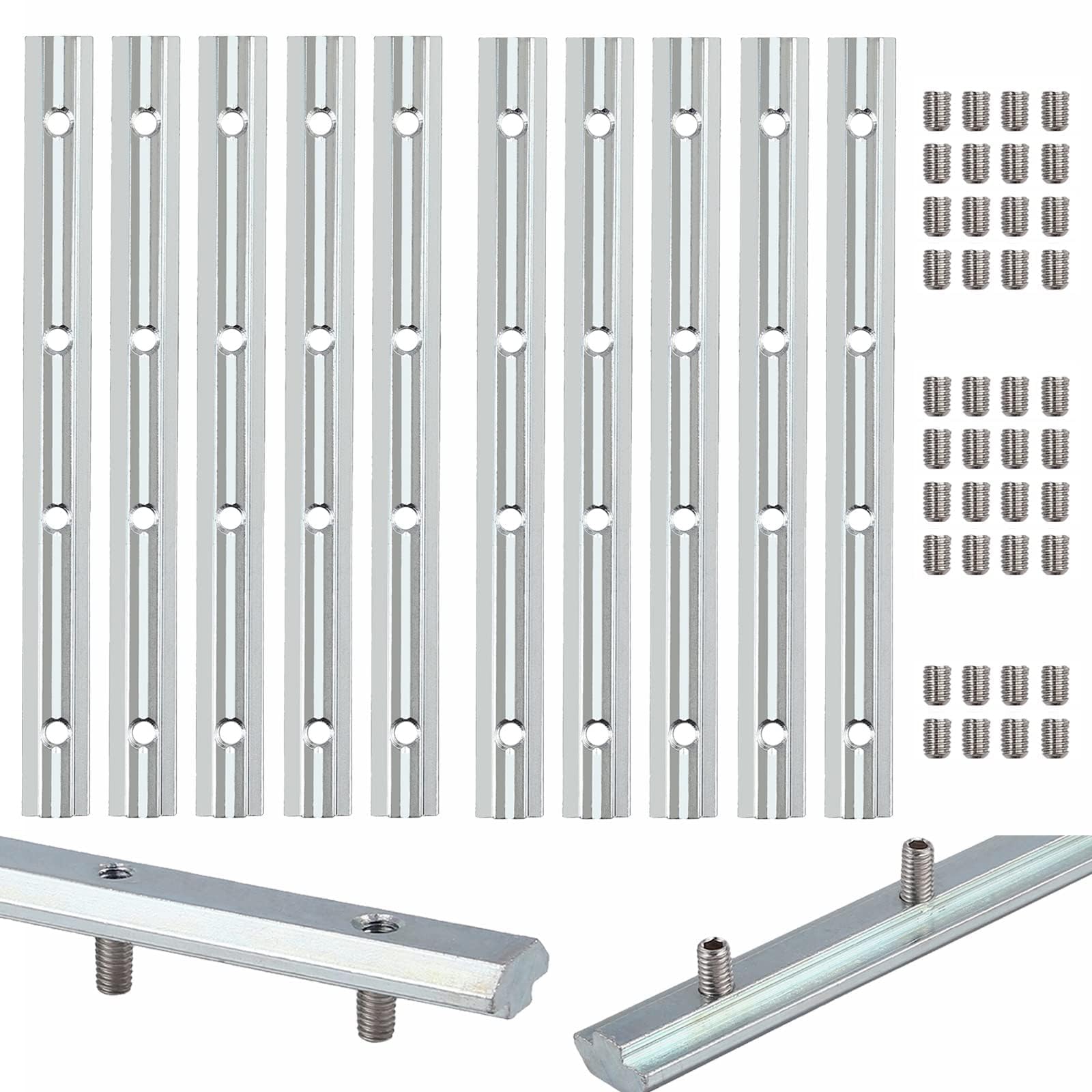 EYPINS 10 Pcs 3030 Aluminium Track Straight Line Connectors 180mm Joint Inside Connector 8mm T-Slot Flat Plate Bracket with Screws, Galvanised Connectors for 3030 3060 Aluminium Extrusion Profiles